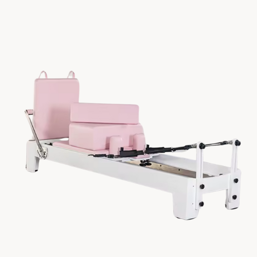 Reformer Pilates Rose – Châssis en chêne, sellerie rose pastel (édition design)