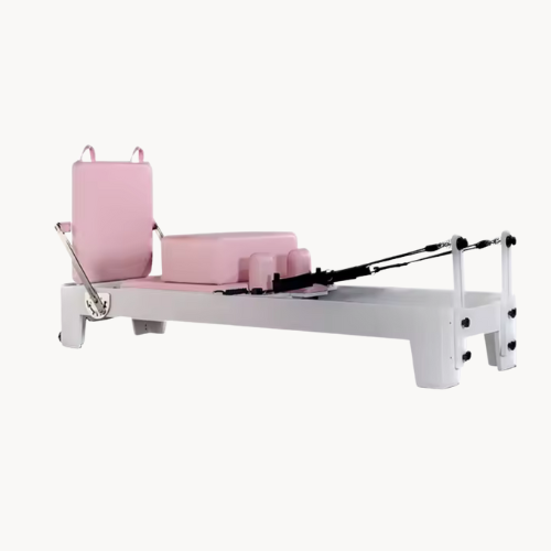 Reformer Pilates Rose – Châssis en chêne, sellerie rose pastel (édition design)