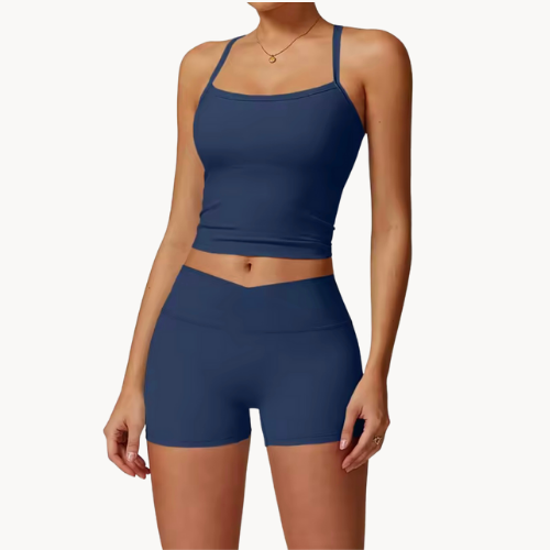Ensemble de pilate femme 2 pièces – Brassière courte et short taille haute