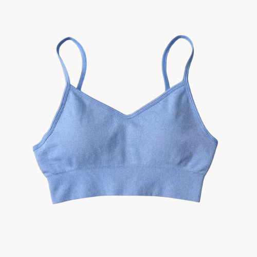 Brassière de sport femme – Bretelles fines – Maintien confortable – 6 coloris – Personnalisable avec logo – Yoga, fitness, running – Respirante & extensible